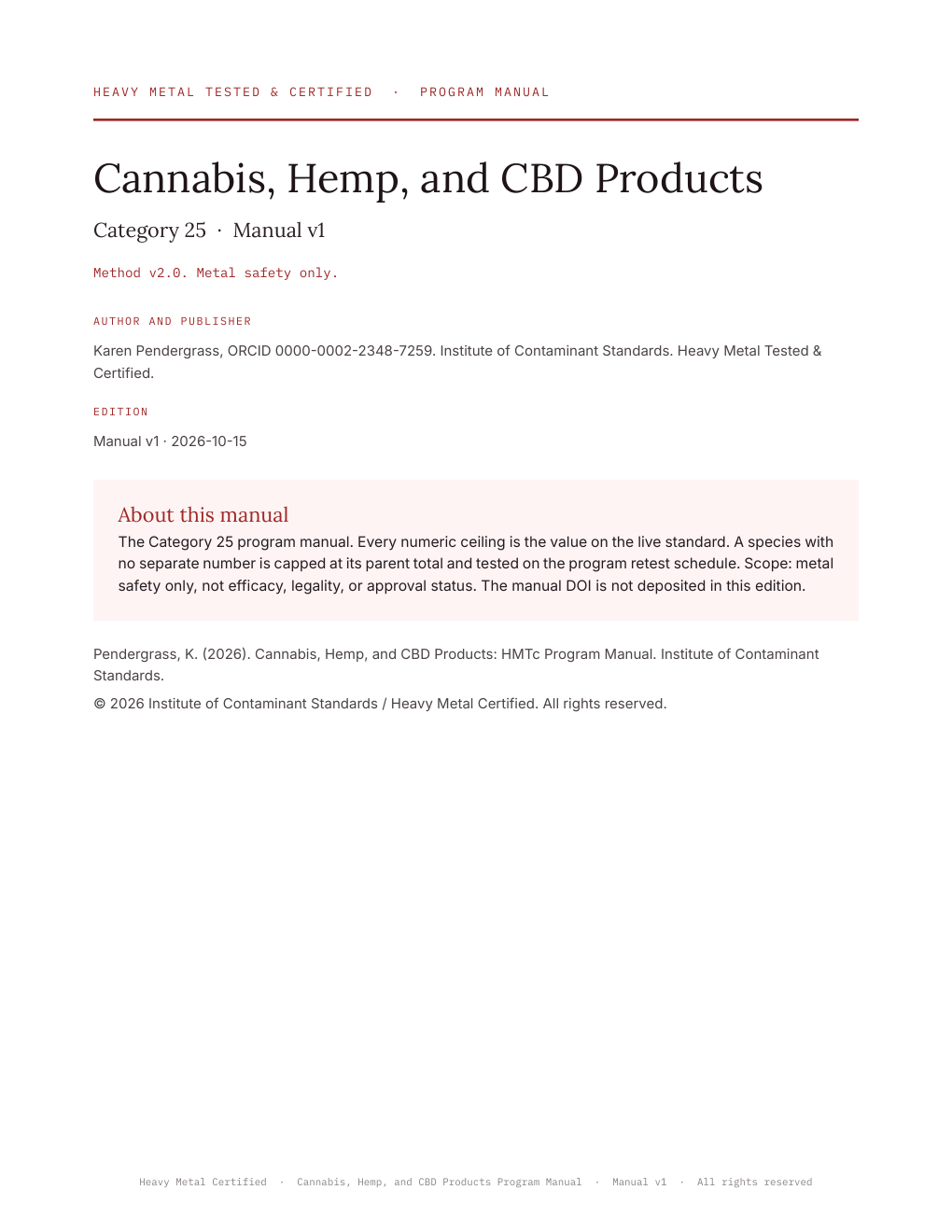 Cover of Cannabis, Hemp, and CBD Products: HMTc Program Manual